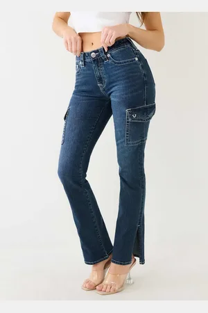 True Religion Womens Slim Denim Cargo With Slit in Persian Gulf - - Size 24 (Waist)