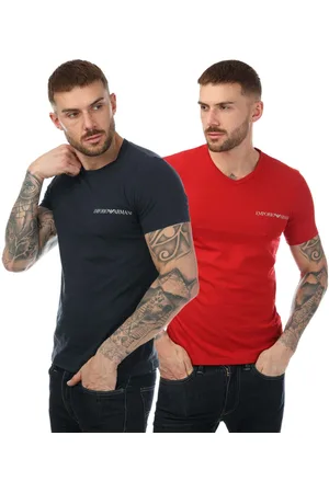 Emporio Armani Mens 2 Pack Underwear Logo T-Shirt in Polycotton - Size Small