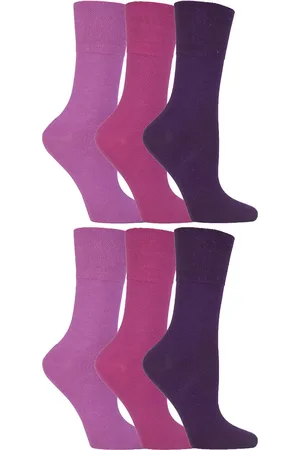 Gentle Grip Womens - 6 Pairs of Ladies Diabetic Sock with Honey Comb Top and Hand linked Toe Seams - Cotton - Size UK 4-8