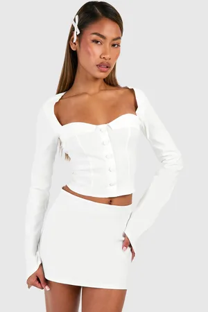 Boohoo Womens Button Up Long Sleeve Corset - Viscose - Size 16 UK