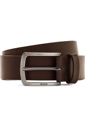 HUGO BOSS Mens Jor-metal-tip Leather Belt Dark - Size 34 (Waist)