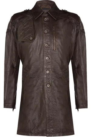 Infinity Mens Soft Long Military Trench Distressed Coat - - Size 4XL