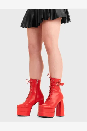 Lamoda Womens Ankle Boots Famous Friend Round Toe Platform Heels with Lace up - - Size UK 5