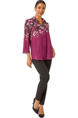Roman Womens Floral Print Relaxed Stretch Blouse - - Size 10 UK