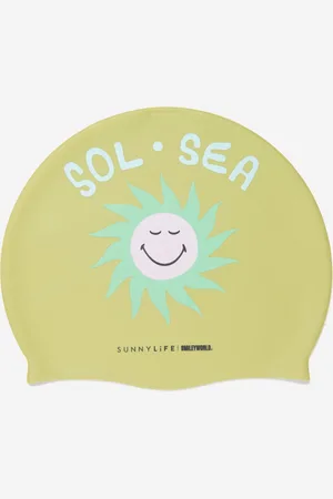 Sunnylife Kids Unisex Smiley World Swimming Cap in Green - - One Size