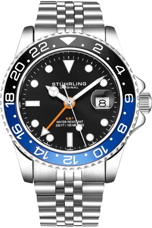 Stuhrling Mens Black and Blue Meridian GMT Quartz 42mm - - One Size