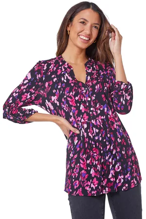 Roman Womens Abstract Animal Longline Stretch Tunic - Fur - Size 10 UK
