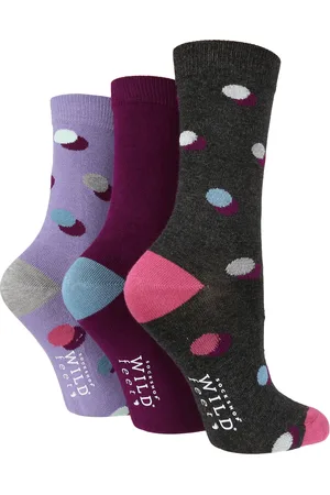 Wild Feet Womens Wild Feet - 3 Pack Ladies Breathable Patterned Bamboo Socks - Spots - - Size UK 4-6.5