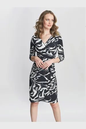 Gina Bacconi Womens Bianca Printed Jersey Ruffle Dress - - Size 10 UK