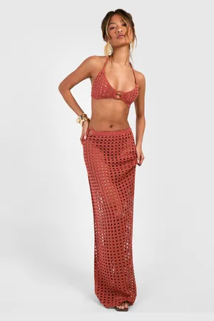 Boohoo Womens O Ring Crochet Maxi Skirt - - Size Large
