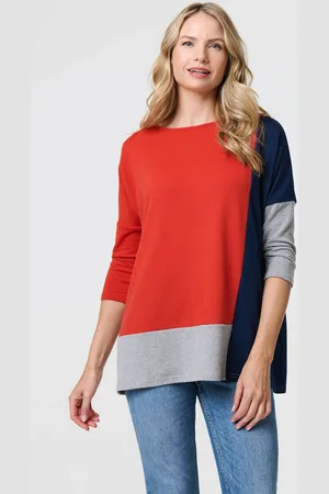 Izabel London Womens Colour Block Long Sleeve Relaxed Top - Size 8 UK