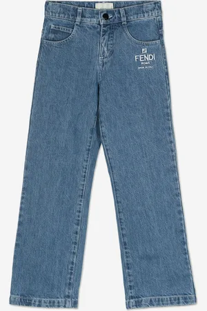 Fendi Kids Unisex Washed Denim Regualr Jeans in - Size 8Y