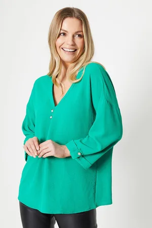 wallis Womens Tall Pearl Button Longline Shirt - - Size 14 UK