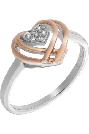 ORPHELIA WoMens 925 Sterling Silver Ring - Silver/Rose zr-7368/RG - - Size K
