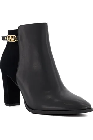 Dune Womens Ladies Olia - Branded-Buckler Block-Heel Ankle Boots - Leather (archived) - Size UK 8
