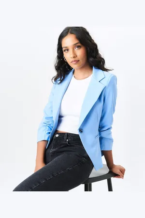 Gini London Womens Ruched Sleeves Fitted Blazer - Size 8 UK