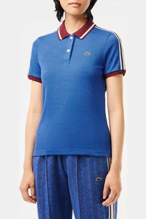 Lacoste Womens Slim Fit Monogram Jacquard Polo Shirt in Multi colour - - Size 6 UK