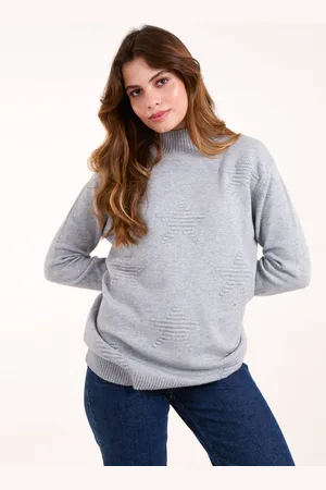 Blue Vanilla Womens High Neck Star Jumper - - Size Medium/Large