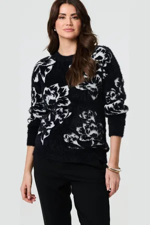 Izabel London Womens Floral Soft Knit Long Sleeve Jumper - Size 12 UK