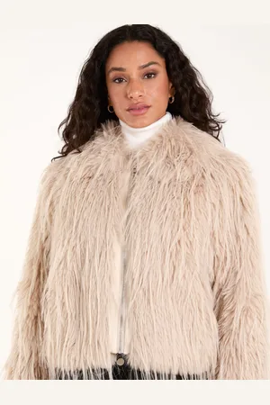 Blue Vanilla Womens Textured Faux Fur Collar Coat - - Size Small