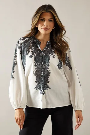 wallis Womens Placement Print Button Through Top - - Size 18 UK