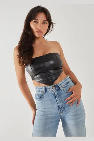 Pink Vanilla Womens PU Seam Detail Corset Top - - Size 14 UK