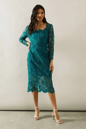 wallis Womens Occasion Lace Velvet Binding Pencil Dress - - Size 10 UK