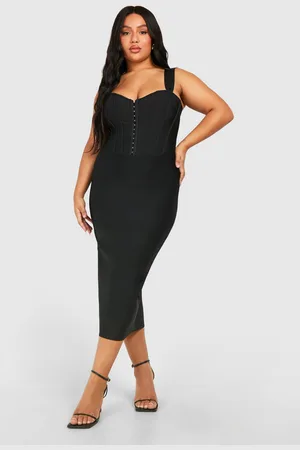 Boohoo Womens Plus Bandage Hook & Eye Split Midi Dress - - Size 24 UK