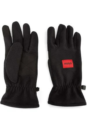 HUGO BOSS Mens Accessories Red Logo Label Fleece Gloves in - Size Medium/Large
