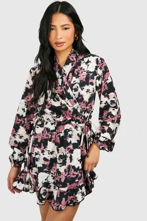 Boohoo Womens Petite Wrap Mini Dress viscose - Size 8 UK