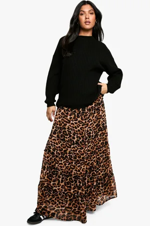 Boohoo Womens Maternity Elasticated Waist Chiffon Print Tiered Maxi Skirt - Size 14 UK