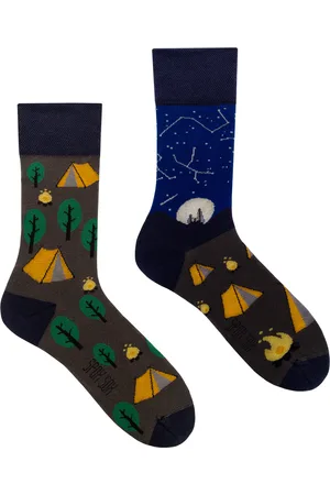 Spox Sox Unisex - Mens & Ladies Mismatched Novelty Odd Socks - Camping - Cotton - Size UK 4-6.5