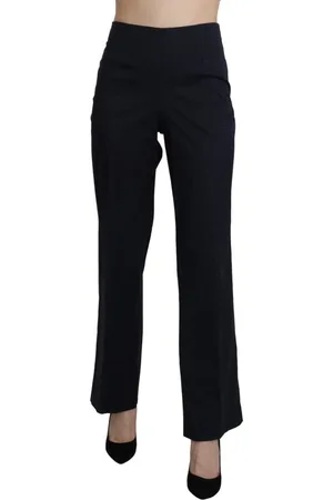 Bencivenga WoMens Blue High Waist Straight Dress Trouser Pants material_cotton - Size IT 46 (Womens)