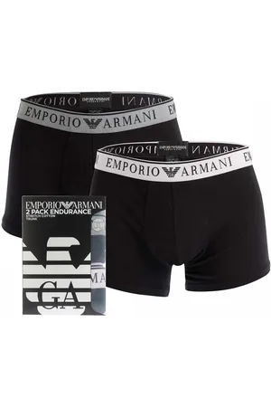 Emporio Armani Mens 2 Pack of Trunks in Cotton - Size Medium