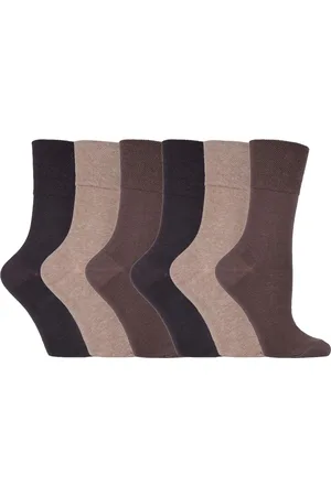 IOMI Womens Ladies 6 pack non elastic diabetic socks with hand linked toe seams - Cotton - Size UK 4-6.5