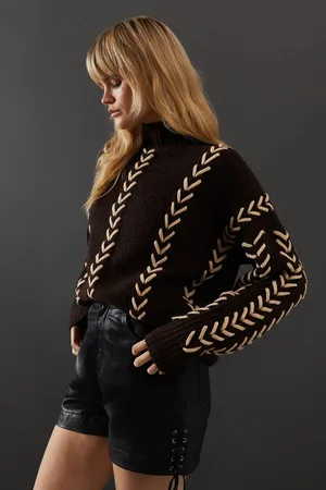 warehouse Womens Whipstitch Detail Oversized Jumper - - Size Large