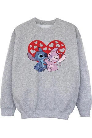 Disney Girls Lilo & Stitch Hearts Sweatshirt (Sports Grey) - - Size 9-11Y