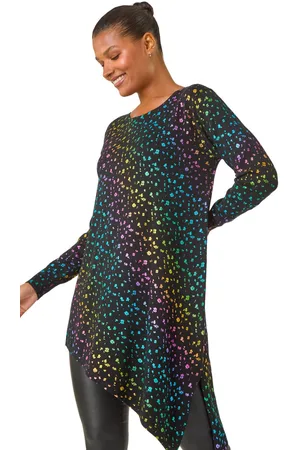 Roman Womens Asymmetrical Foil Print Tunic - - Size 18 UK