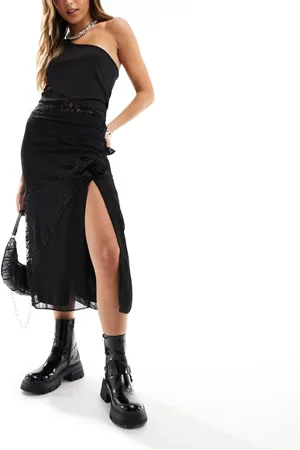 Reclaimed Womens midi skirt with lace and flower corsage detail in - Size 4 UK
