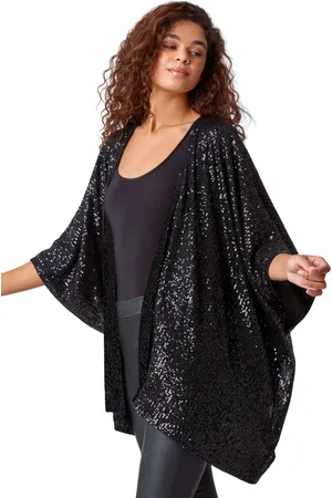 Roman Womens One Size Embellished Sequin Cape Jacket - - One Size
