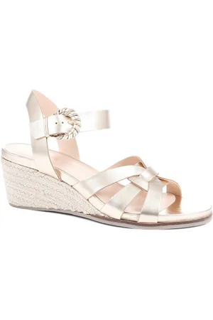 JONES BOOTMAKER Womens Loriana Leather Woven Wedge Sandals - - Size UK 5