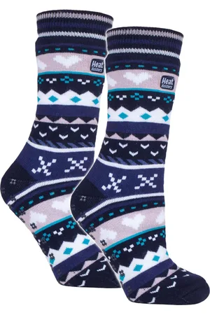 Heat Holders 2 Pairs Womens Soul Warming Socks with Grips - - Size UK 4-8