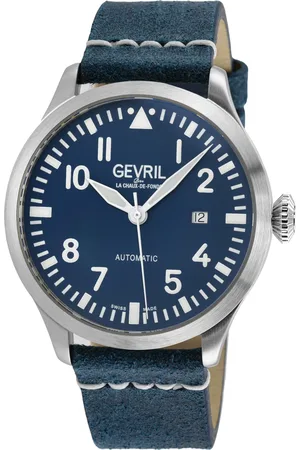 Gevril Mens Vaughn Swiss Automatic Seliita SW200 White Dial, Genuine Leather Watch - - One Size