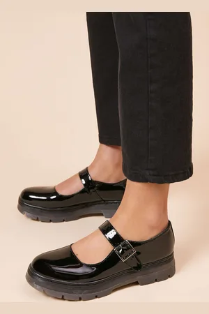 Faith Womens : Bessie Faux Patent Leather Buckle Strap Mary Jane Chunky Shoes - - Size UK 7