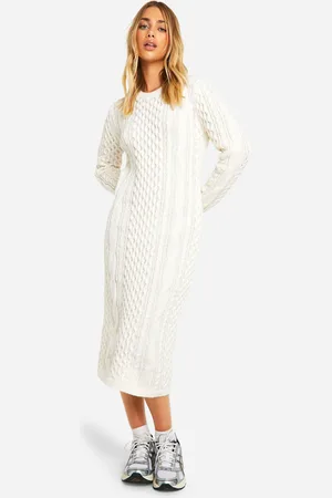 Boohoo Womens Premium Heavy Weight Cable Knitted Midaxi Dress - - Size Medium