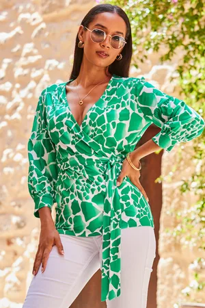 Sosandar Womens & White Morocco Print Wrap Jersey Top - Size 10 UK