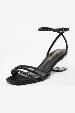 Quiz Womens Wide Fit Diamante Low Heeled Sandal - Size 3 Wide Fit (UK Shoe)