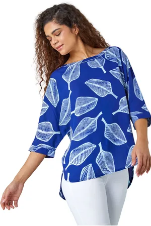 Roman Womens Leaf Print Relaxed Tunic Top - - Size 16 UK
