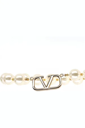 VALENTINO Pre-owned Mens Garavani VLogo Signature Metal choker with Swarovski Crystal in Pearl - One Size
