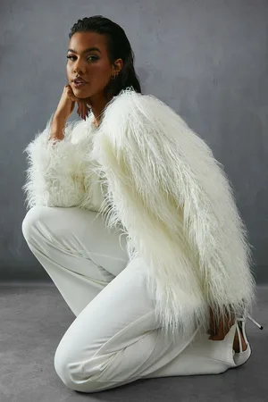 MissPap Womens Shaggy Faux Fur Coat - - Size Small